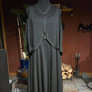 HOT TOPIC BLACK HARNESS & COLD SHOULDER MAXI DRESS 4 4X